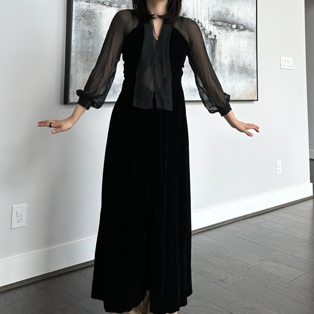 60's vintage romantica by victor costa Black velvet Dress Maxi